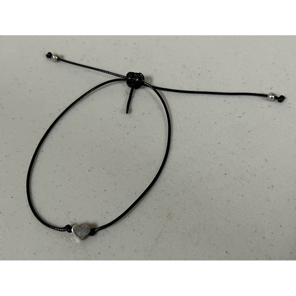 Black Silver Heart Charm String Bracelet Jewelry 🖤 #silver #jewelry #bracelet